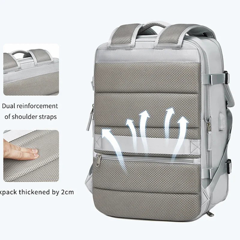 2023 Expandable Carry-On Luggage Travel Backpack Weekender Bag with USB Port - Light Grey 2023 Expandable Carry-On Luggage Travel Backpack Weekender Bag with USB Port - Light Grey